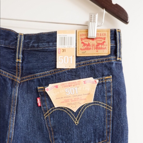 NWT LEVIS 501 CUT OFF SHORTS ☀️ CLASSIC DARK WASH! - Picture 2 of 5